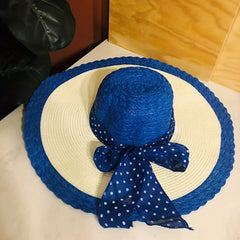 Wide Brim Bowknot Straw Sun Hat Beach Travel Sunscreen Hat