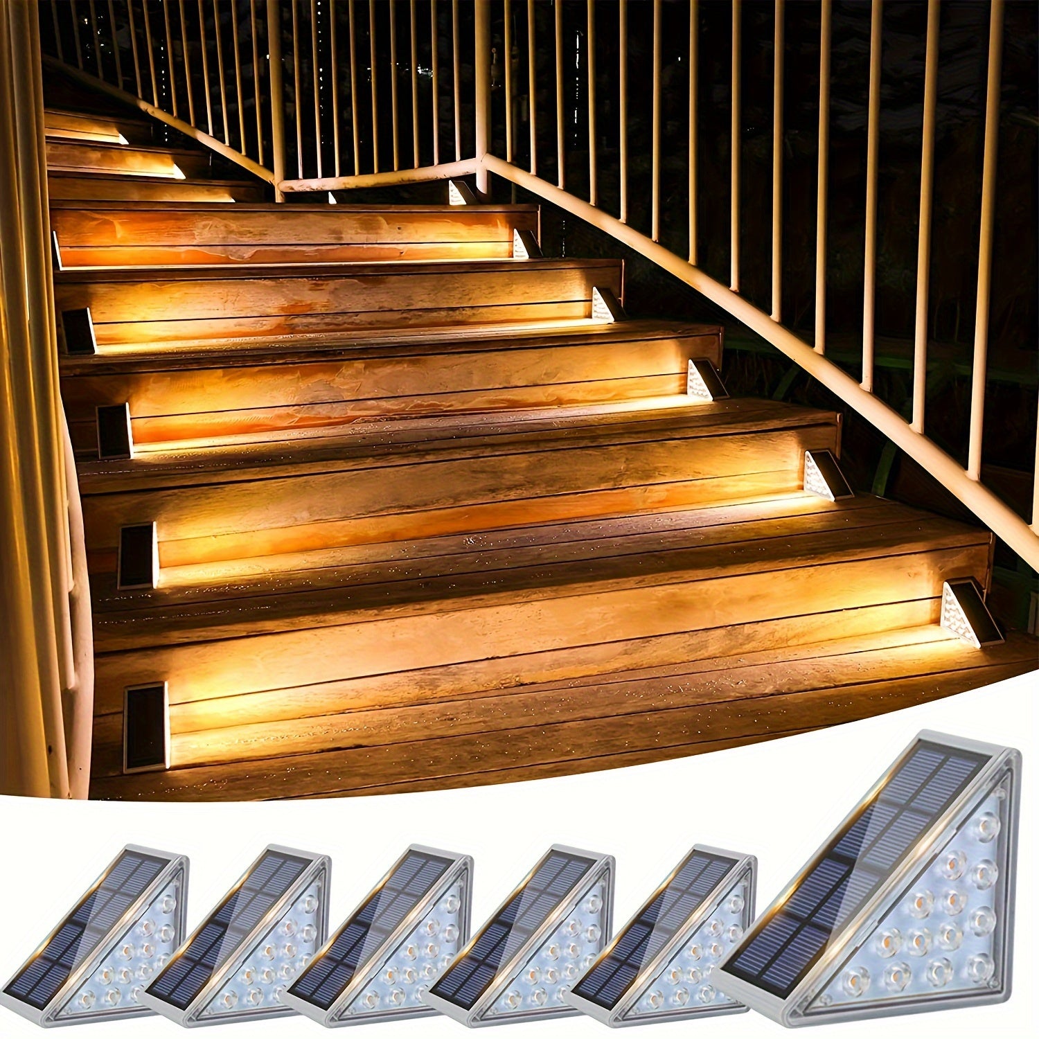 Solar Step Lights Outdoor Stair Lights Waterproof Auto On Off Decoration Lights