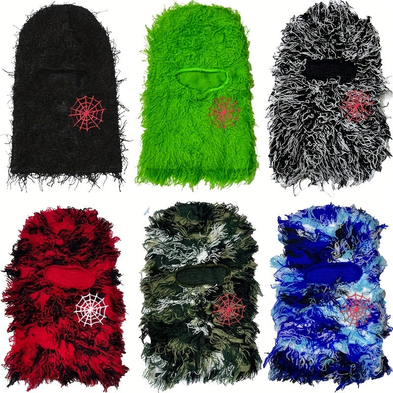 Acrylic Balaclava Spider Web Embroidery Ski Mask Camouflage Headdress