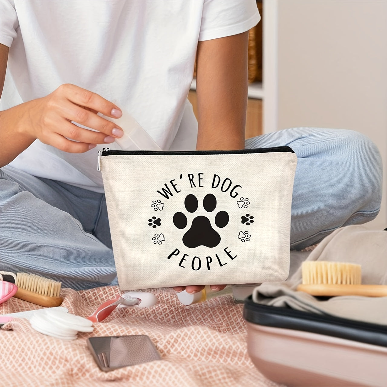 Cat Print Zipper Cosmetic Bag, Secret Birthday Gift