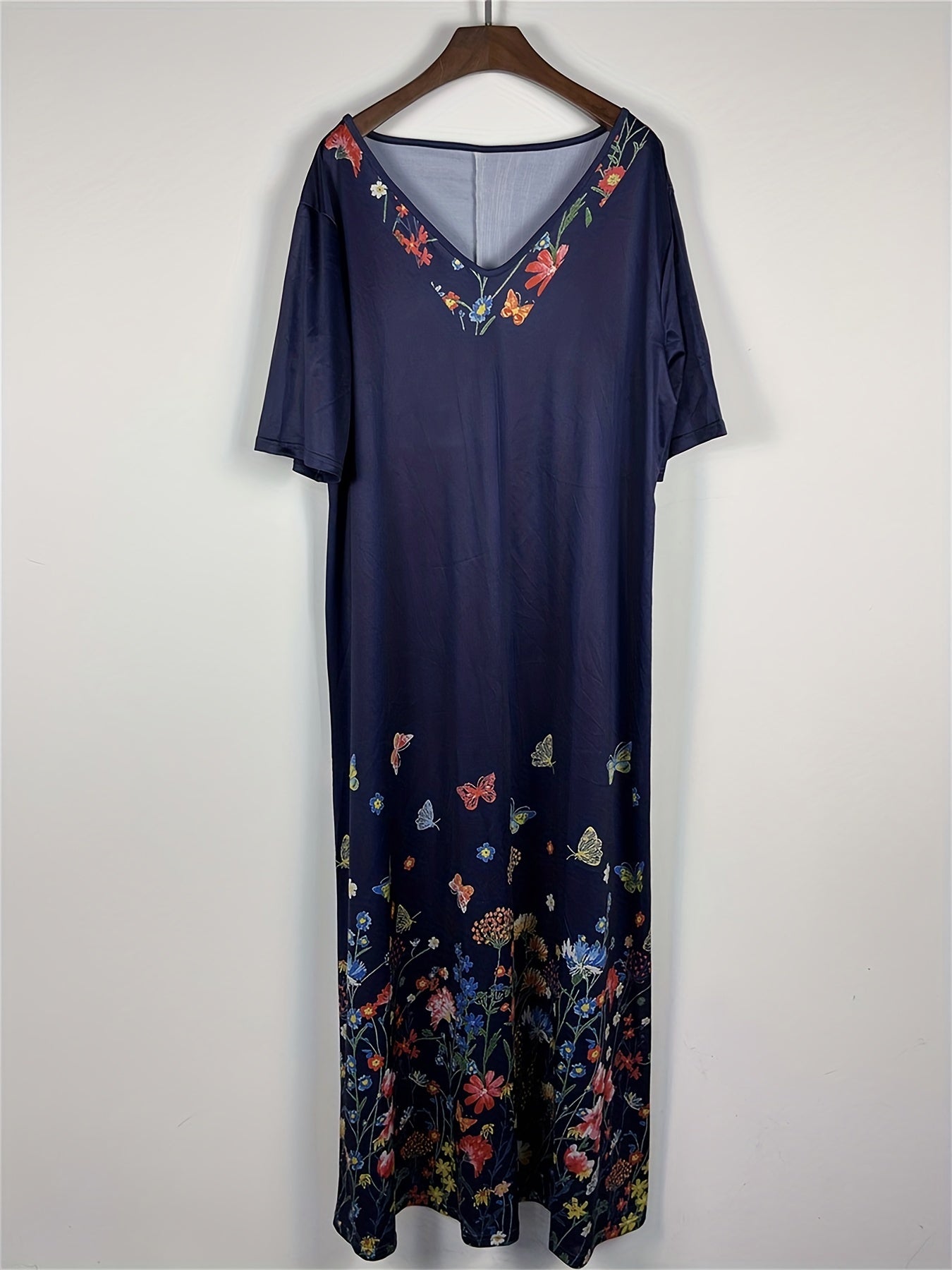 Floral Print V Neck Maxi Dress