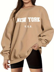 Letter Print Crew Neck Sweatshirt for Women