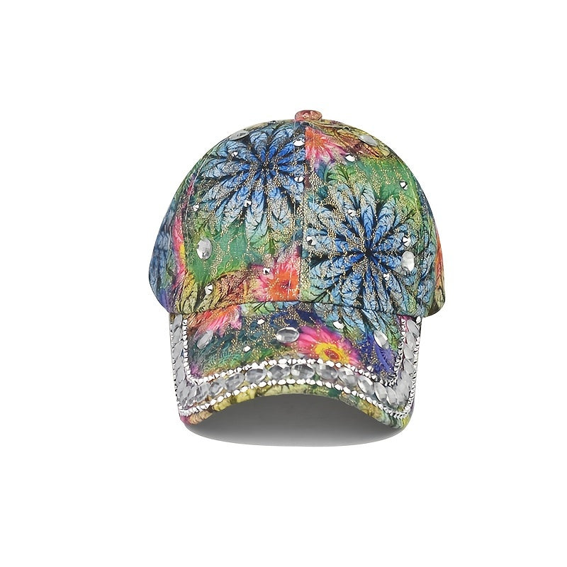 Vintage Floral Print Baseball Cap Adjustable Hat