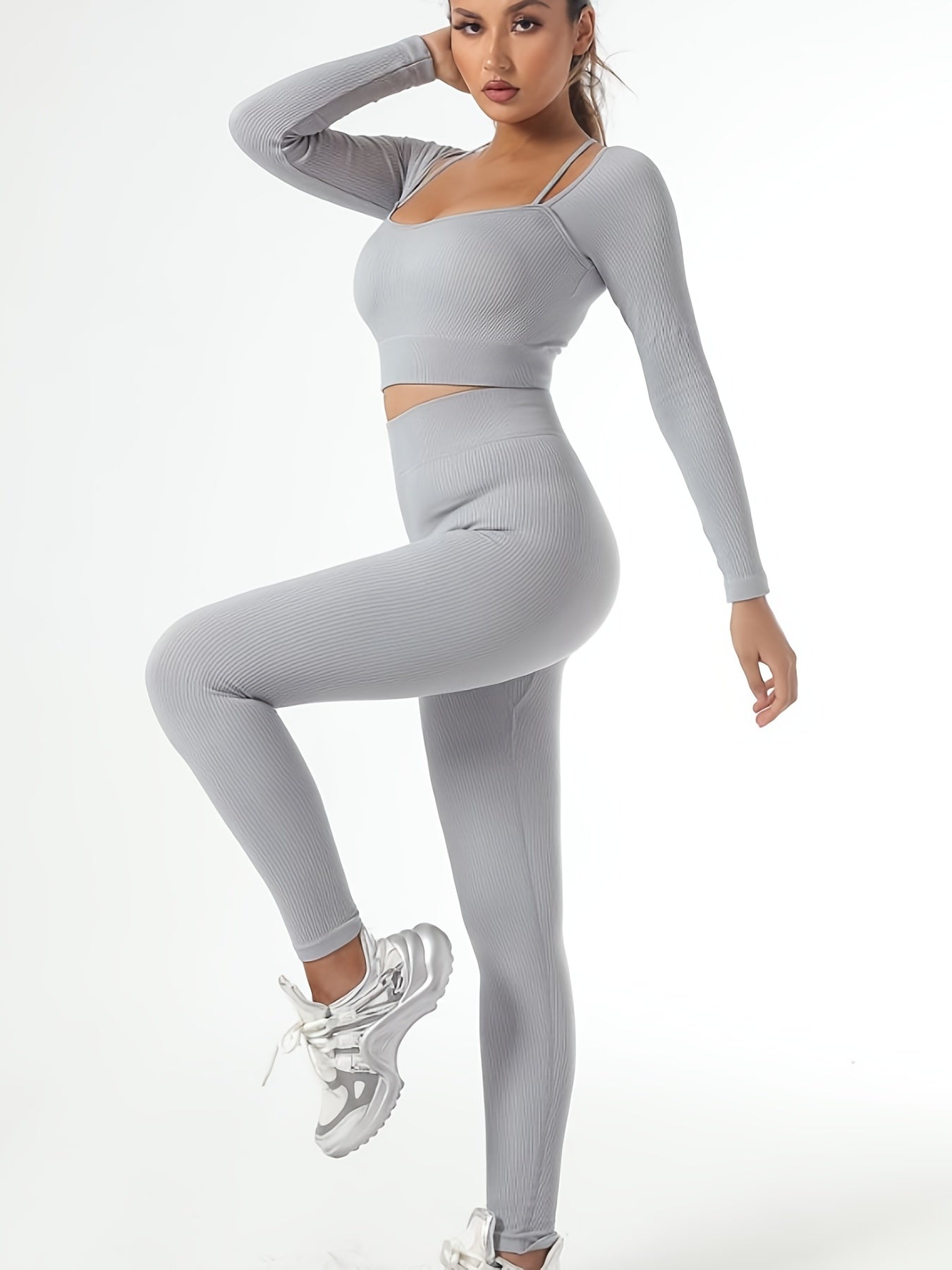 Long Sleeve Square Neck Yoga Sports Tee