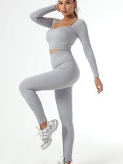 Long Sleeve Square Neck Yoga Sports Tee