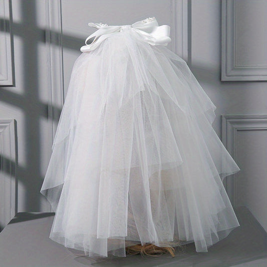 Satin Bowknot Bridal Wedding Veil Short Veil With Comb