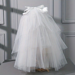 Satin Bowknot Bridal Wedding Veil Short Veil With Comb
