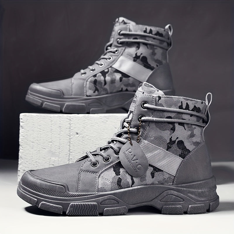 Men's Combat Boots Lace-up Army Shoes Rugged Look