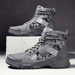 Men's Combat Boots Lace-up Army Shoes Rugged Look