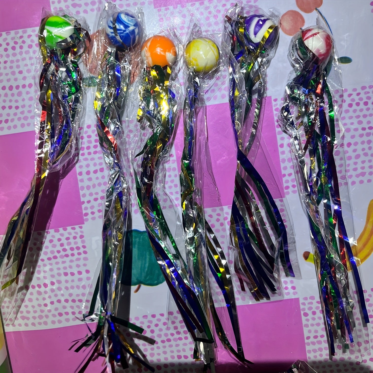 10pcs Colorful Bouncy Balls with Streamers High Bounce Fun