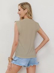 Solid Crew Neck Vest Casual Sleeveless Comfy Vest For Summer Women's Clothing