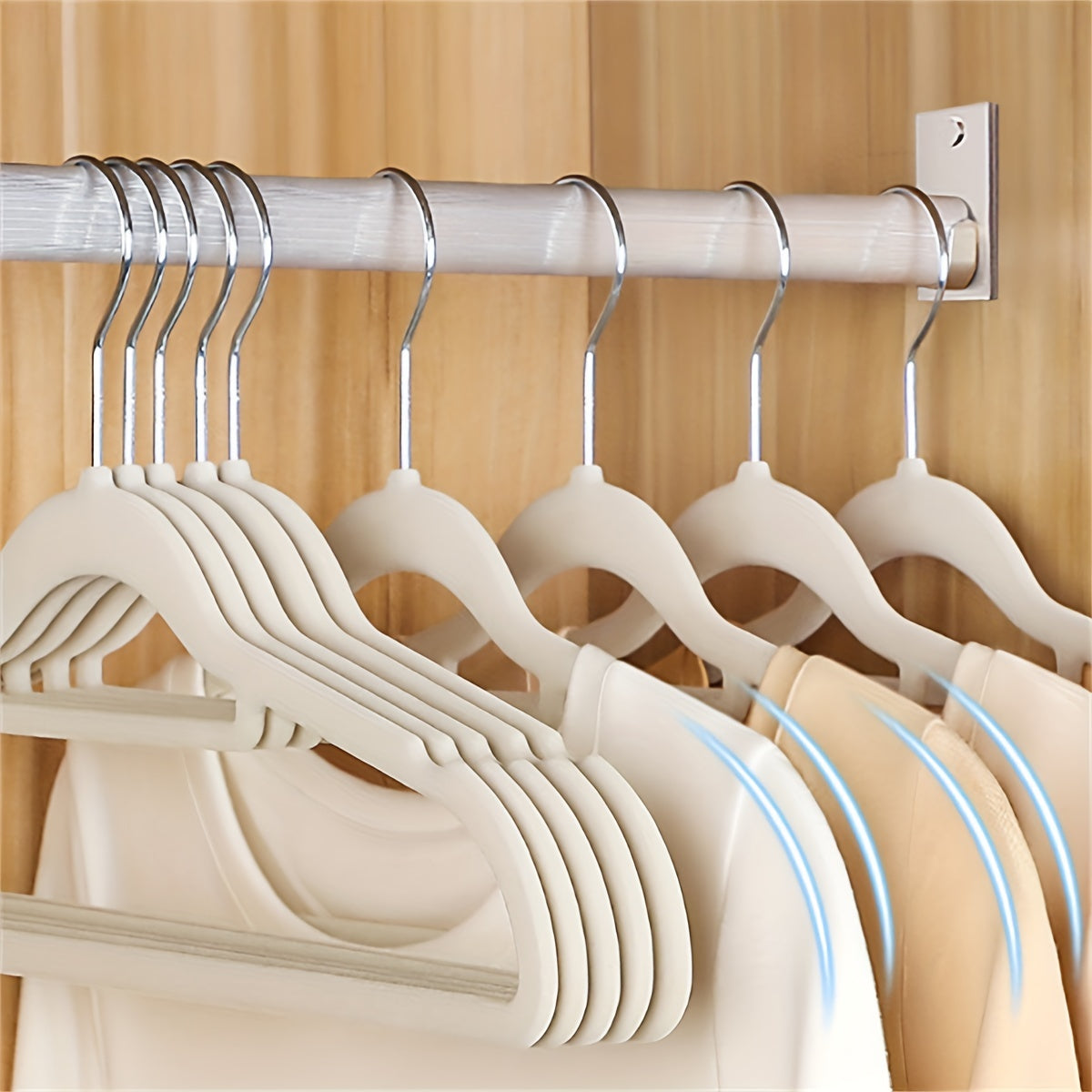 10pcs Plastic Flocking Hanger Clothes Store Wardrobe Storage