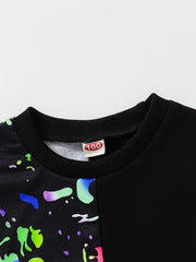 Reflective Paint Pattern Boy's 2pcs Sweatshirt & Sweatpants Set