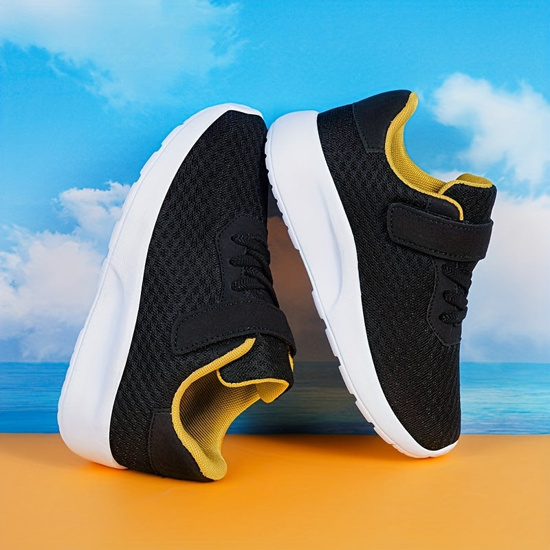 Boys' Ultralight Cushioned Sneakers Hook Loop Fastener Breathable Non Slip Shoes