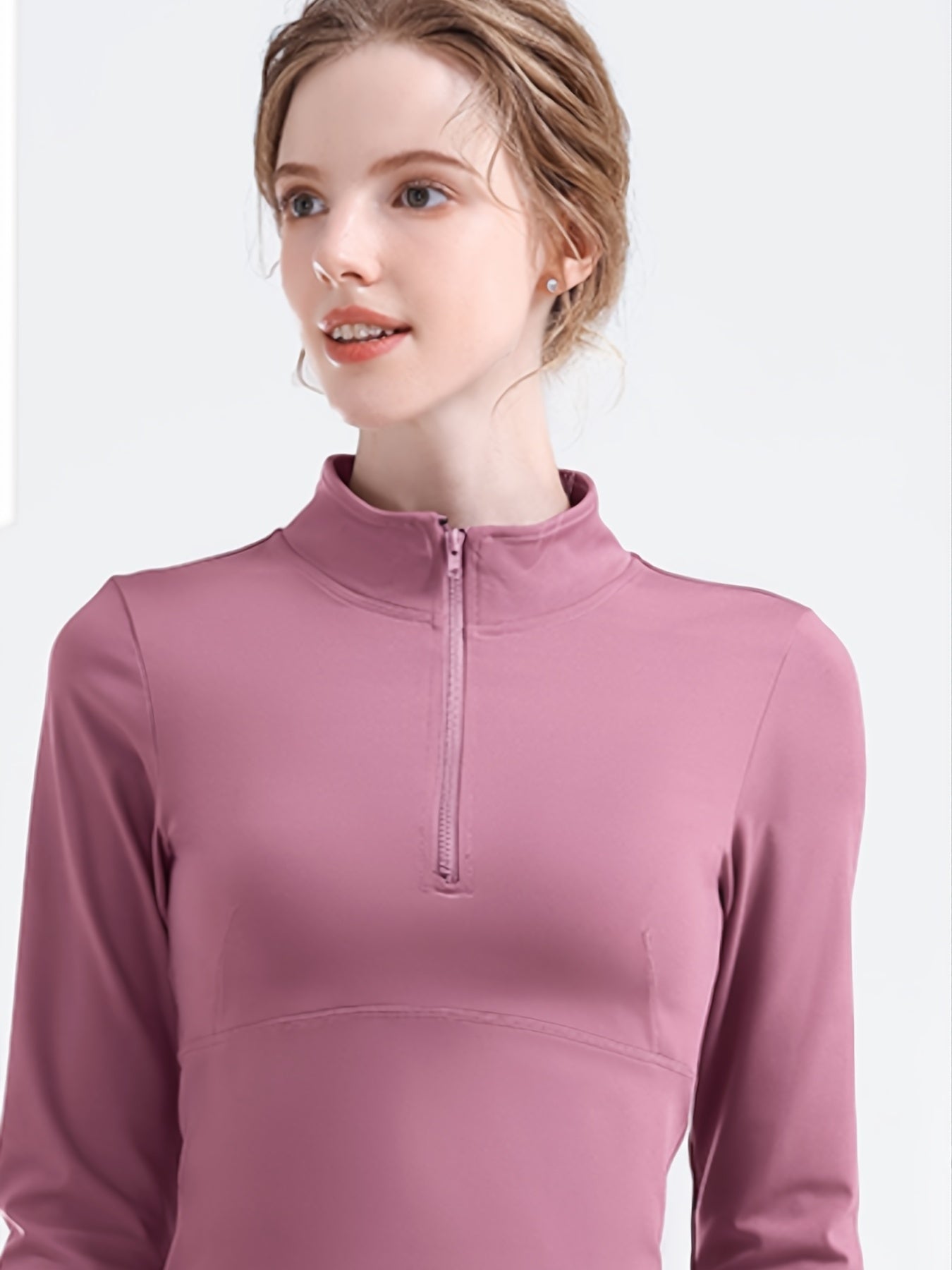 Turtle Collar Long Sleeve Zip-Up Yoga Top