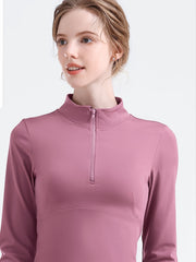 Turtle Collar Long Sleeve Zip-Up Yoga Top