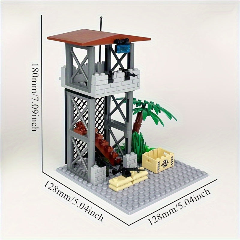 City Military Guard Tower Building Blocks Field Command Post Toys