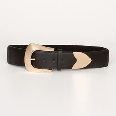 Vintage Pin Buckle Elastic Wide Belt PU Leather Waistband for Women