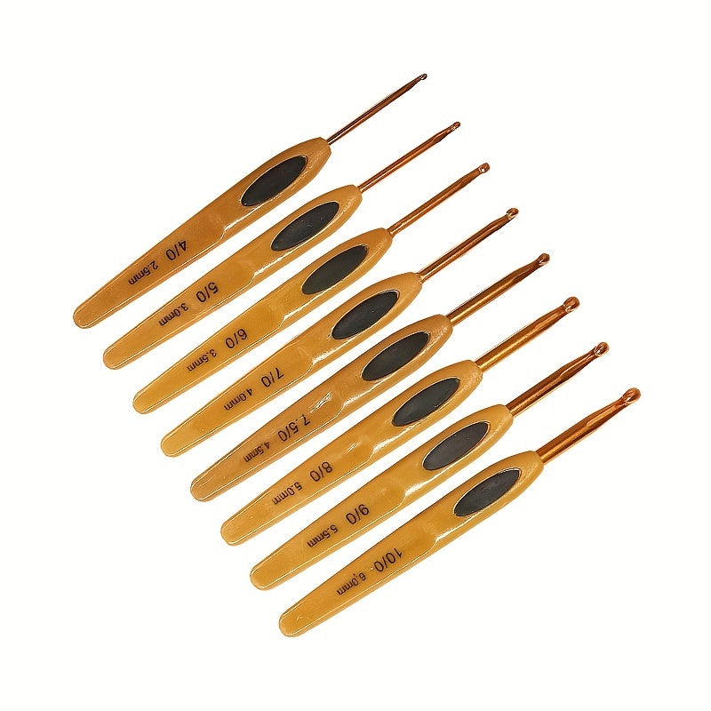 8pcs Plastic Handle Aluminum Crochet Hook Knitting Needles DIY Sewing Tools