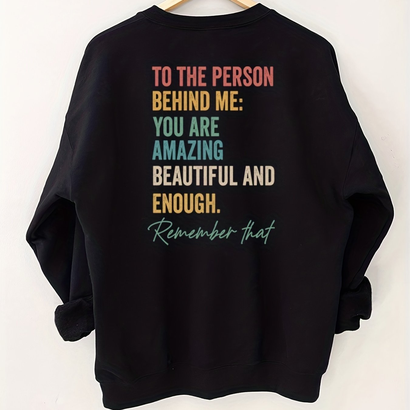 Letter Print Crew Neck Sweatshirt for Women