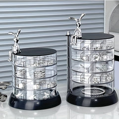 Round Rotating Jewelry Storage Box Multilayer Desktop Display Case