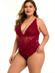 Lace Semi Sheer One Piece Pajama Women's Stretch Nightgown
