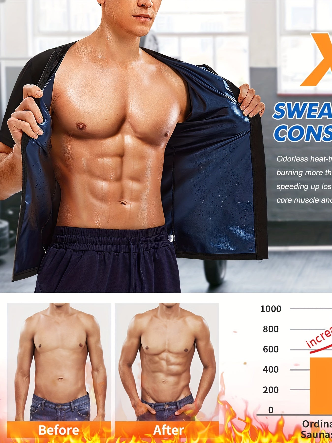 Men's Sauna Sweat Tights Short Sleeve T shirt