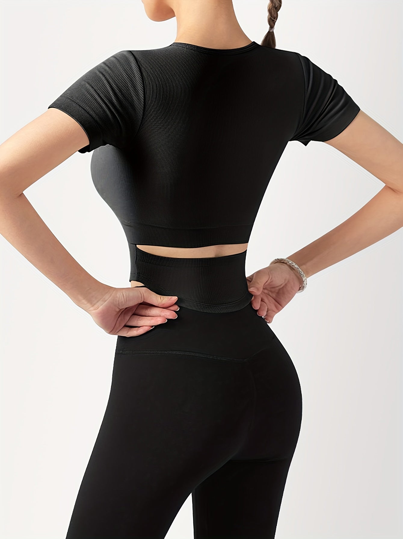 Sporty Crew Neck T Shirt High Stretch Quick Dry Sports Tee Women's Activewear