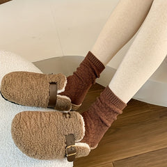 5 Pairs Thick Textured Socks for Women, Comfy & Warm Mid Tube Stockings
