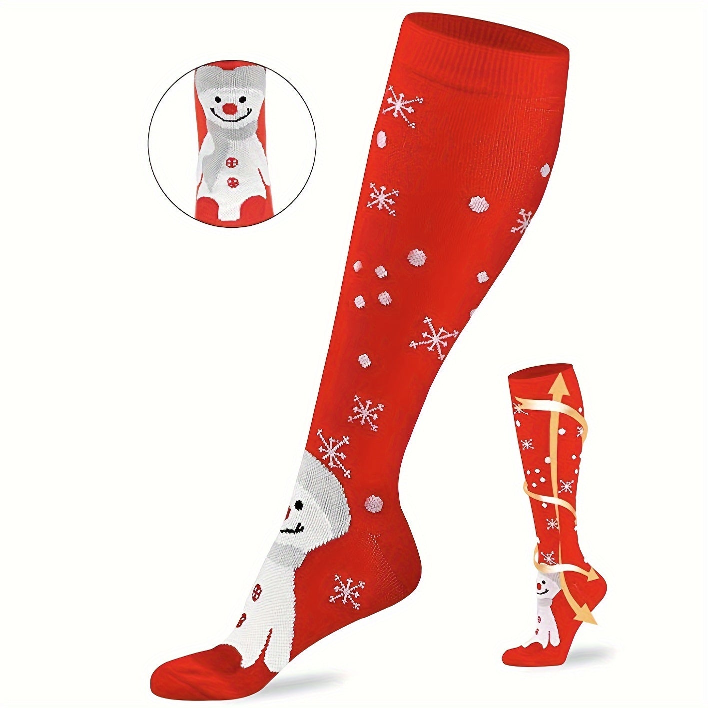 1pair Christmas Stockings Knee High Sports Socks Compression Socks