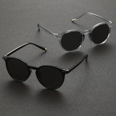 2 Pairs Men's Casual Round Frame Sunglasses with Case