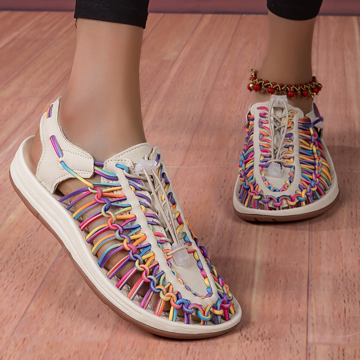 Woven Women's Casual Sandals Breathable Closed Toe Hole Sandals Slippers