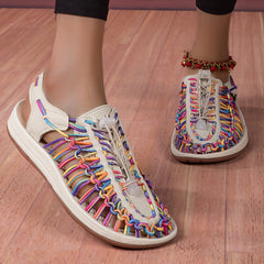 Woven Women's Casual Sandals Breathable Closed Toe Hole Sandals Slippers