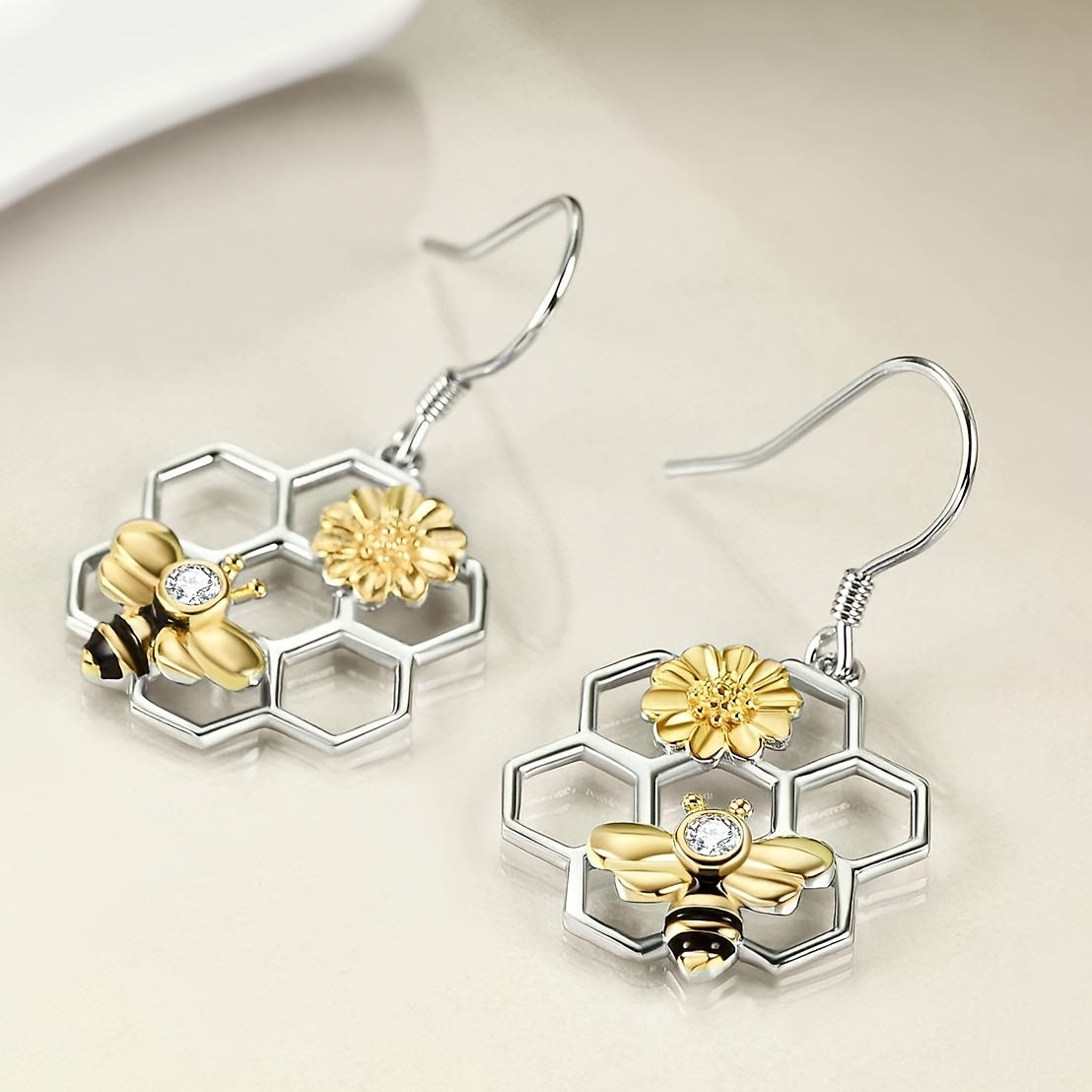 Bee Sunflower Honeycomb Earrings Gift for Girls Kids