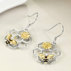 Bee Sunflower Honeycomb Earrings Gift for Girls Kids