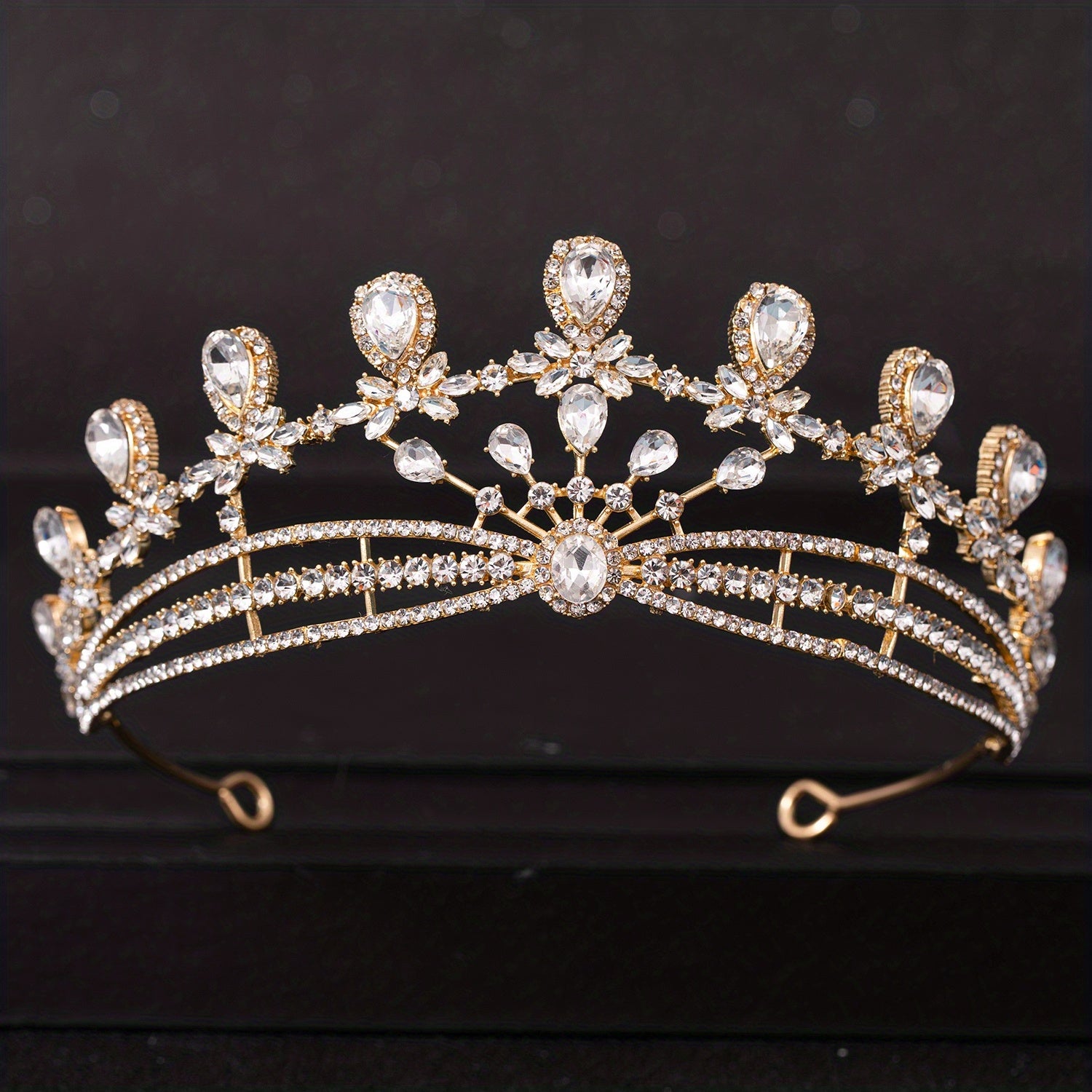 Silvery Crystal Queen Crown Tiara Rhinestone Wedding Tiaras Women Prom Crowns