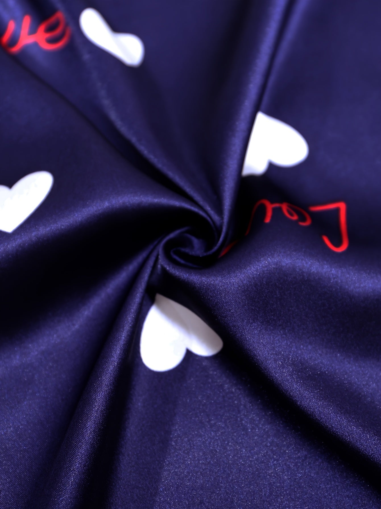 Heart Print NightDress Crew Neck Slip Pajama Dress Sleepwear