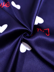 Heart Print NightDress Crew Neck Slip Pajama Dress Sleepwear