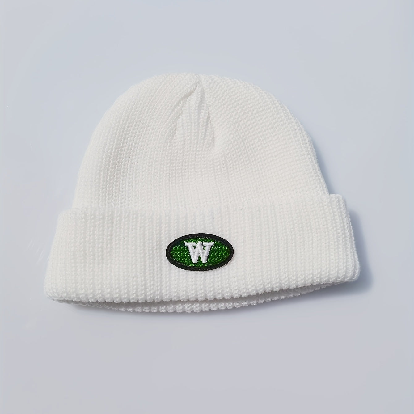 Embroidery Beanie Solid Knit Hat Unisex Windproof Warm Skull Cap