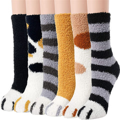6 Pairs Women's Fuzzy Animal Slipper Socks Cozy Soft Fluffy Warm Socks