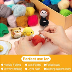 10 4 Oz Needle Felting Wool 48 Colorful Nature Fibre Wool Roving Hand Spinning