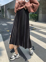 High Waist Pleated Skirt Casual Women's Clothing