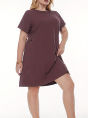 Casual Dress Women's Plus Button Tee Dress