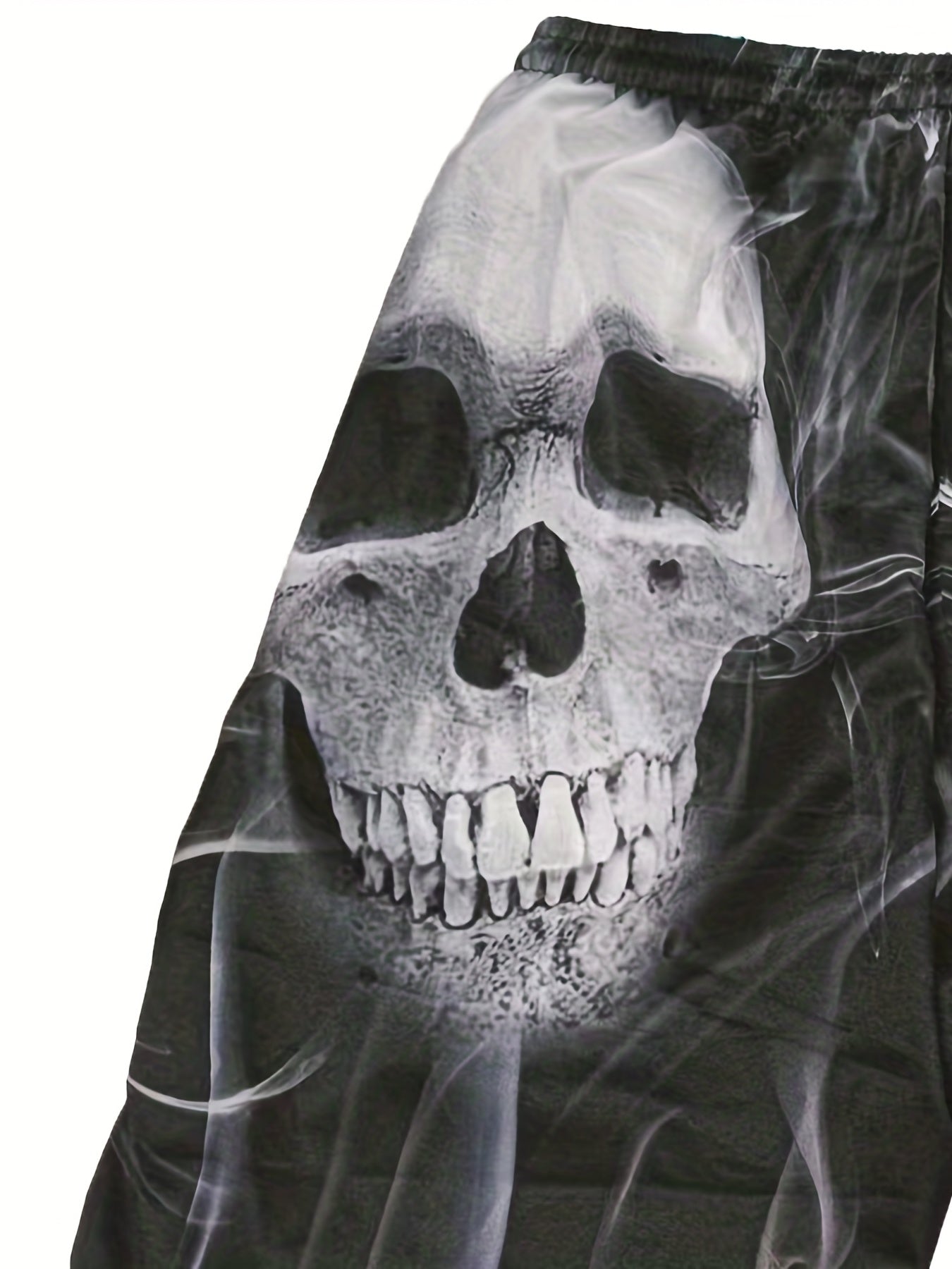 Men's Smoking Skull Print Shorts for Summer Outdoor Activities