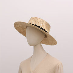 Flat Top Straw Sun Hat Wide Brim UV Protection Beach Hat Sunscreen