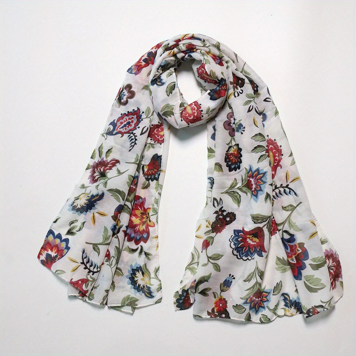Flower Print Long Scarf Casual Shawl Windproof Head Wrap