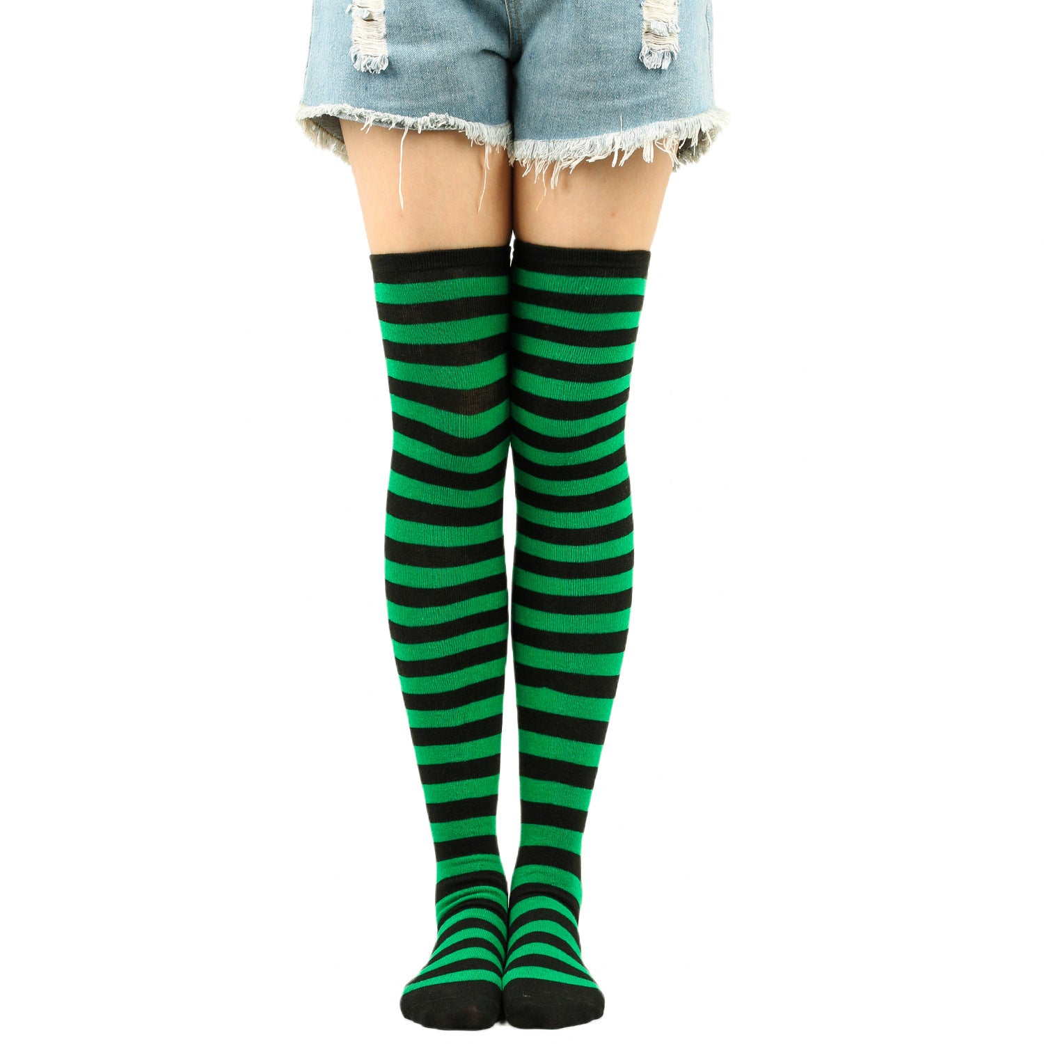 Christmas Stripes Over Knee Socks Women's Stockings
