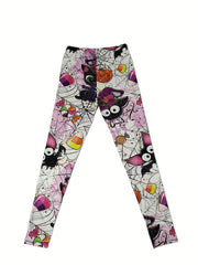 Halloween Graphic Print Skinny Leggings Stretchy Women's Clothing