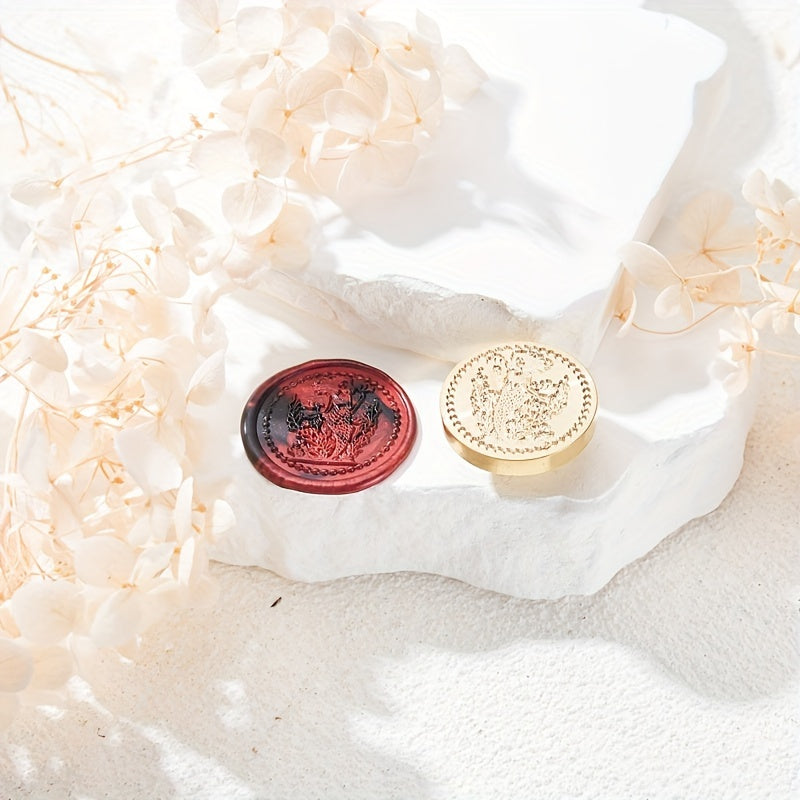 Exquisite Mermaid Pattern Fire Lacquer Brass Seal