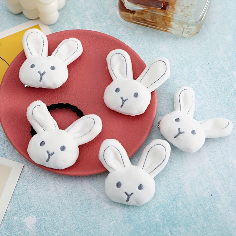 3pcs Baby Girls Plush Rabbit Hair Clip Hair Ties Baby Girls Headwear